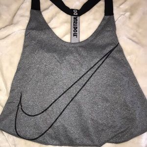 Grey and Black Nike tank top